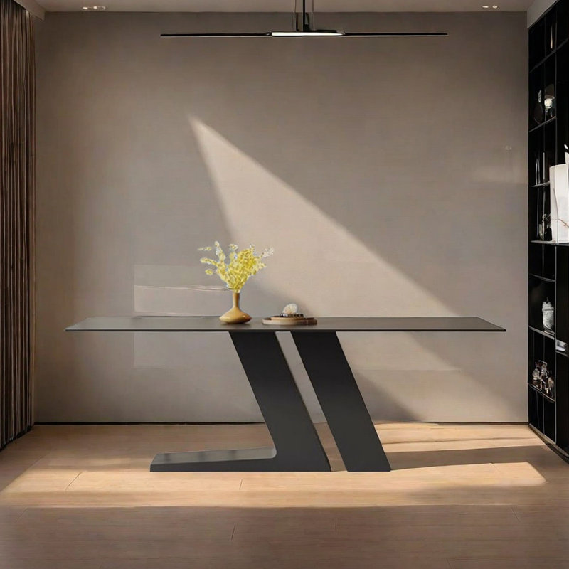 Modern Black Rock plate Dining Table, 29.5"H x 70.9"L x 35.4"W
