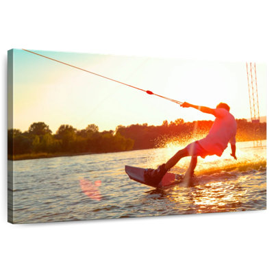 Sireci Wakesurfing At Sunset