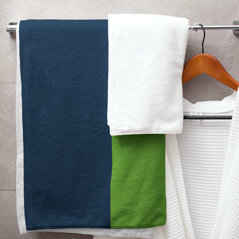 Bath Towel, Prussian Blue/Green/White