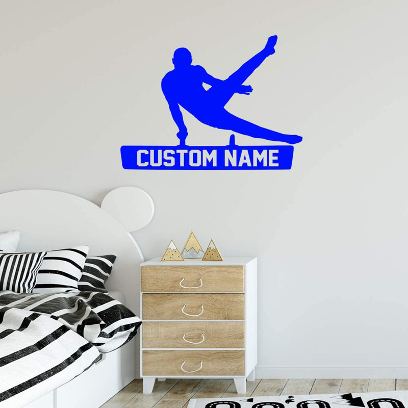 Adhésif décoratif Trinx Gymnastic avec nom personnalisé - CS44, H 23 po x l 30 po, Bleu