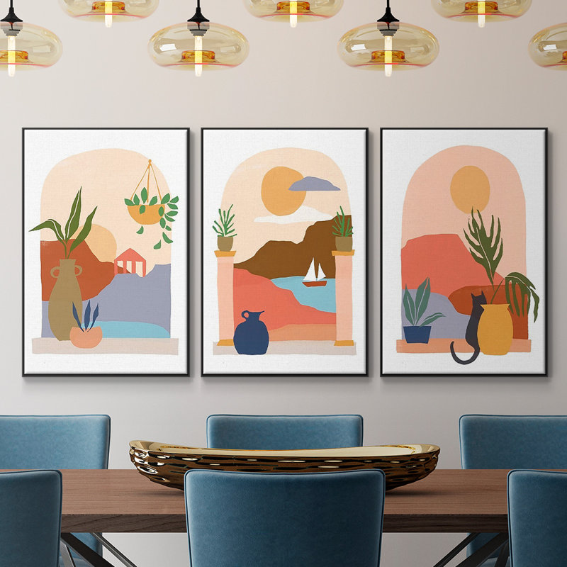 «Paper Scene I», reproduction sur toile 3 pièces, H 27 po x l 54 po x P 2 po, Noir