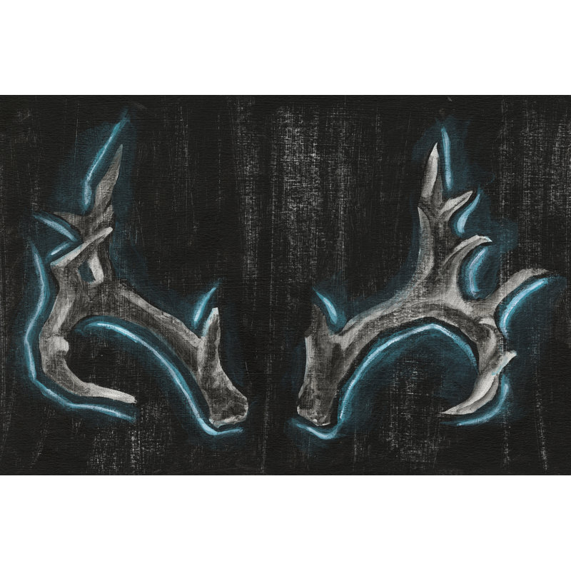 Neon Antlers II - Wrapped Canvas Print, 30cm H x 46cm W