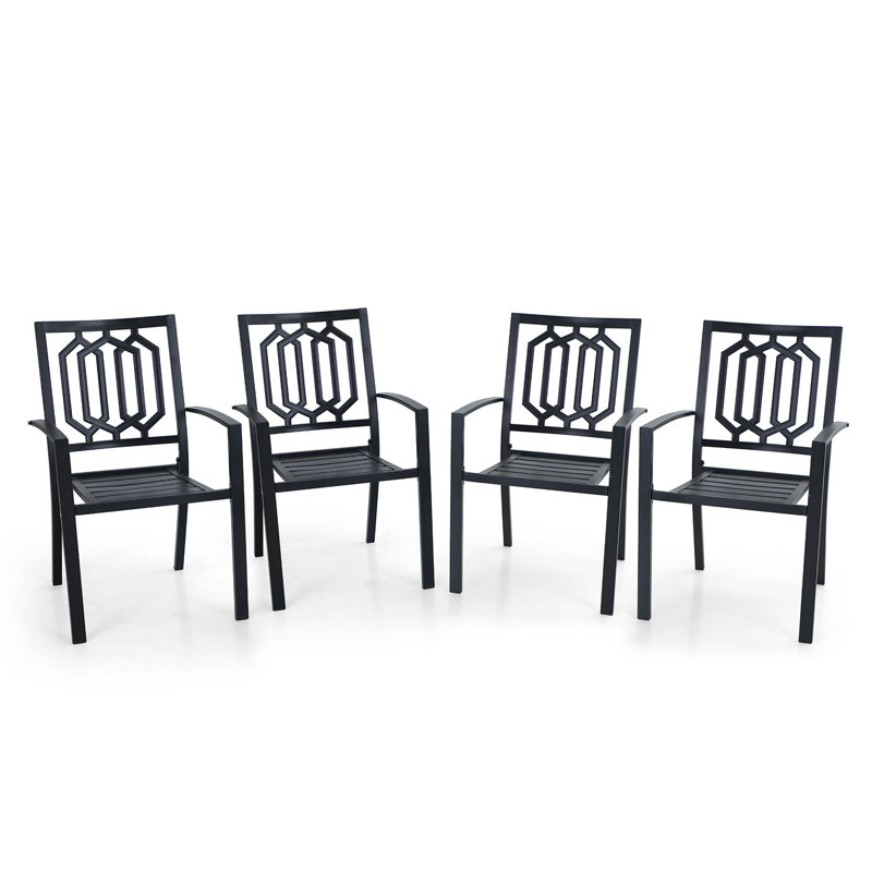 Fauteuil de salle à manger d'extérieur thermolaqué pour l'extérieur Leonard