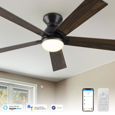 Ventilateur de plafond encastré à 5 pales 52 po avec éclairage Alceu