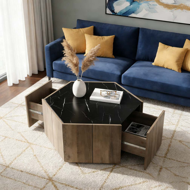 Table basse Retro, Noir, brun clair