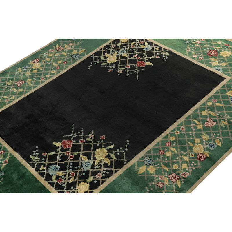 Wool Area Rug in Green/Black/Yellow/Blue