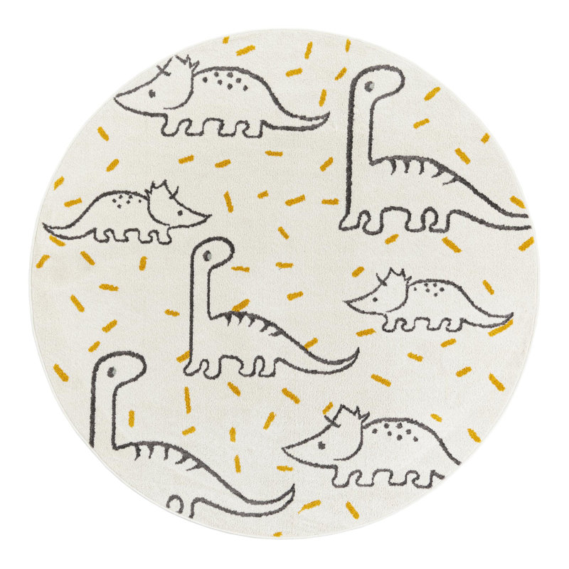 Unique Loom Dinosaur Whimsy Kids Rug, Round 6'1"