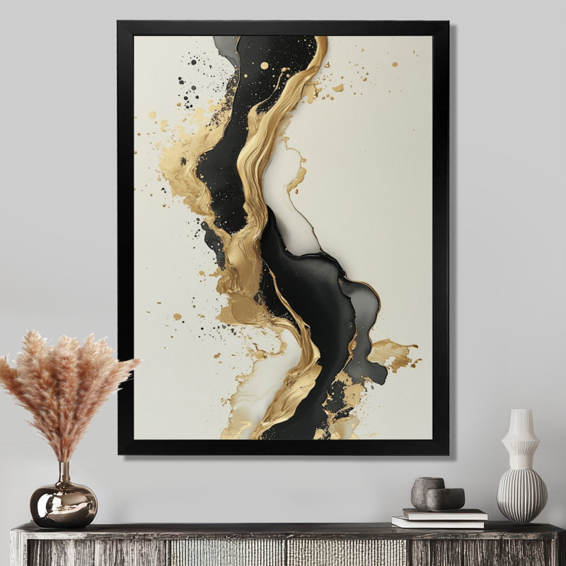 Strouse - impressions sur toile abstraites, Black, 20" H x 12" W, Reproduction encadrée d'une seule photo
