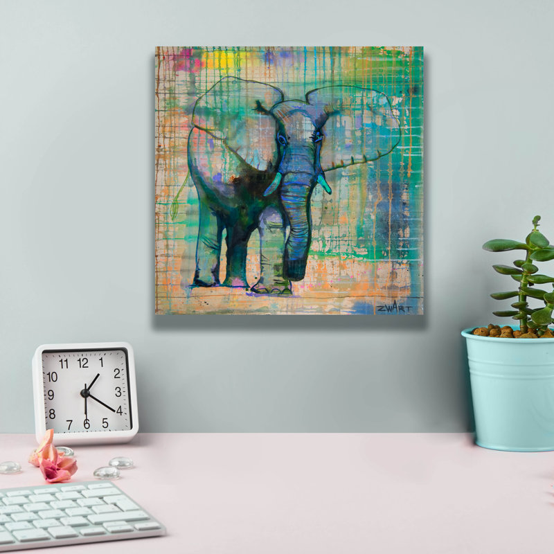 " Elephant In Charge " by Zwart, 12" H x 12" W x 0.75" D