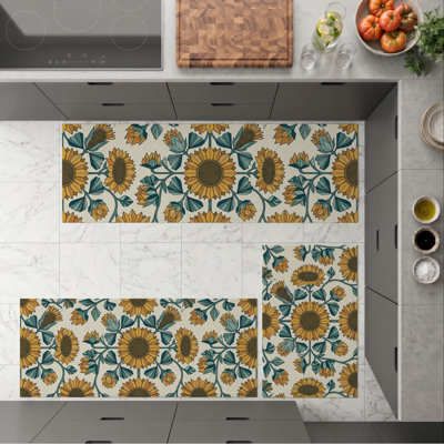 Tapis de cuisine tournesol antidérapant lavable