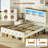 Farmhouse Upholstered Platform Bed Frame with LED Lights and Charging Station-1290248947-1290248946