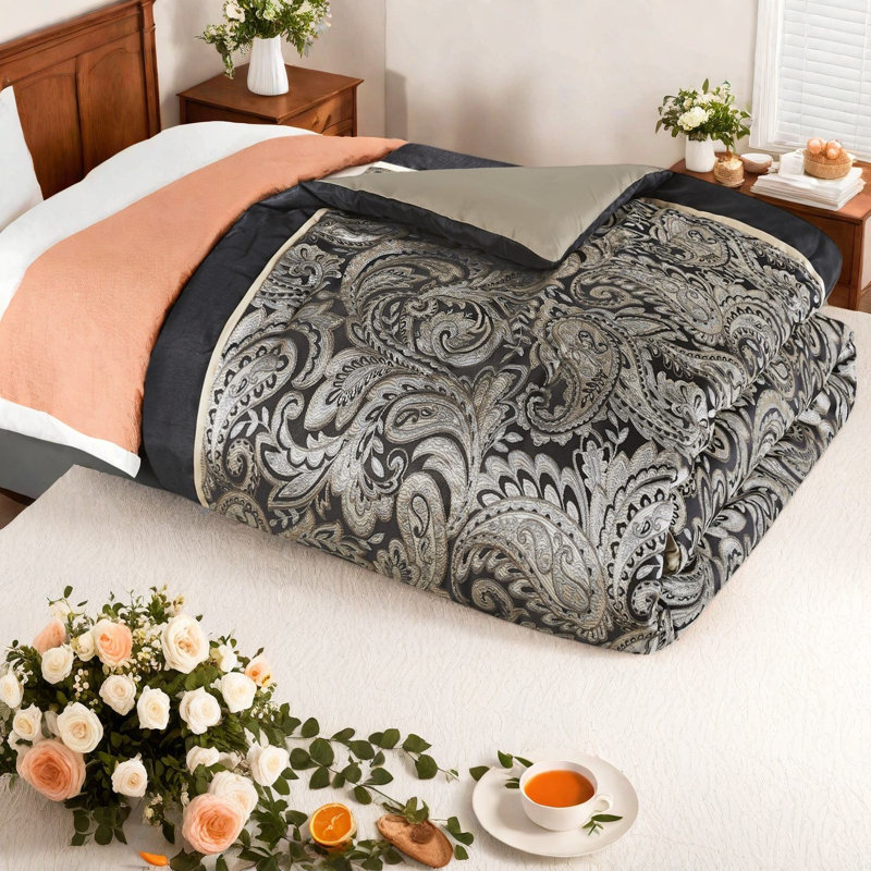Piece Bedding Sets, Cotton Queen Comforter, Modern Paisley For Home