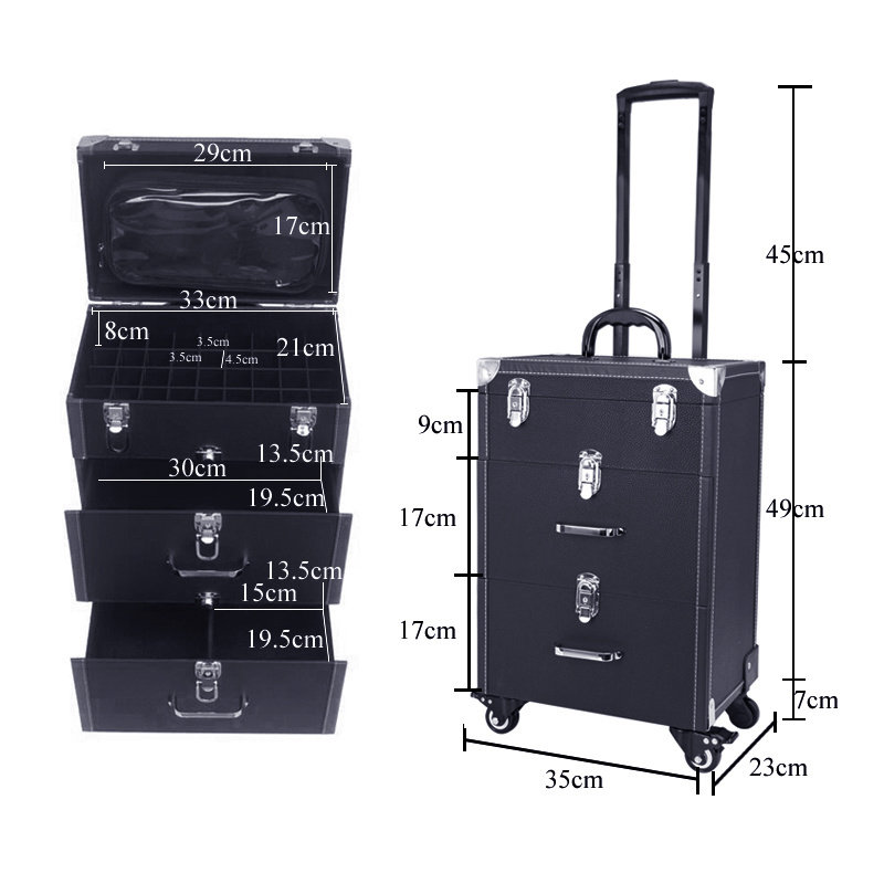 Travel Case + Drawers, Black