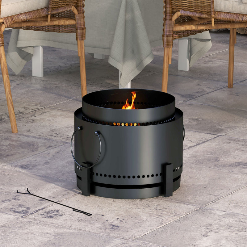 Nautia Smokeless Fire Pit, 37cm Portable Wood Burning Firepit, Black