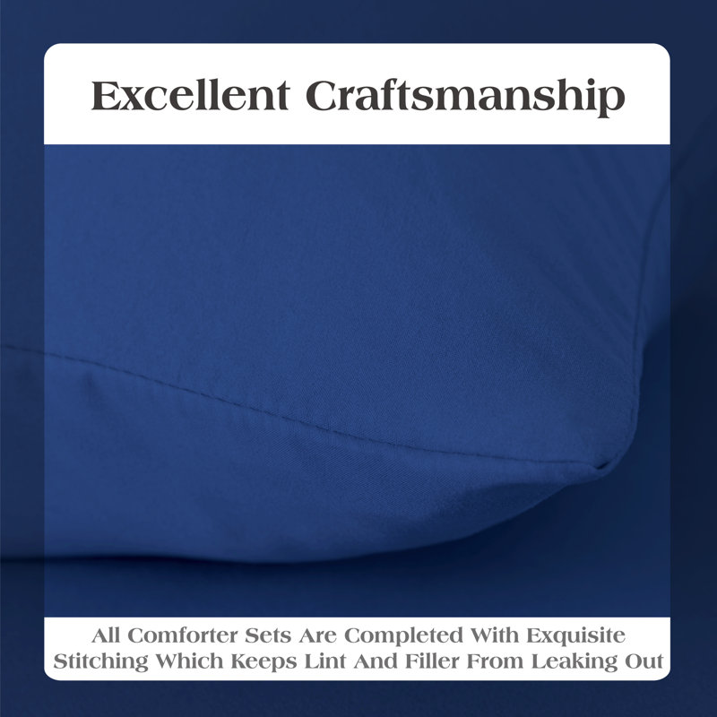 Cotton Standard Duvet Cover, King Duvet Cover + 2 Standard Pillowcases,  Navy Blue