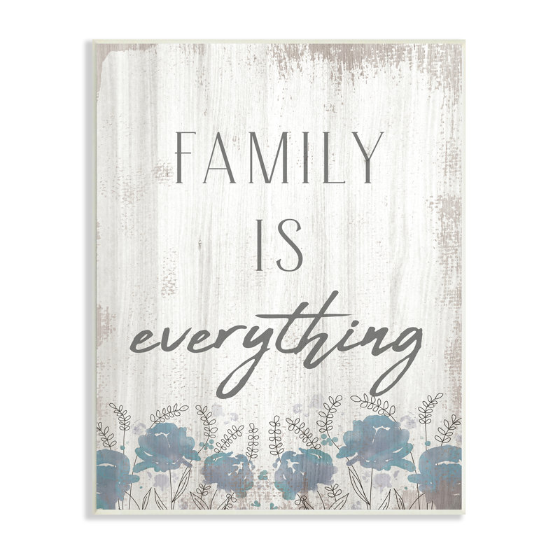 «Family Is Everything Sentiment», fleurs sauvages bleues, H 15 po x l 10 po, Plaque murale