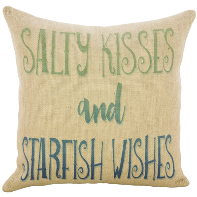 Fruitland Starfish Wishes Burlap Square Natural Pillow Cover & Insert