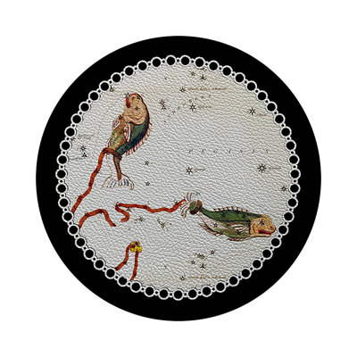 Zodiac Pisces Vegan Leather Round Pebble Placemat