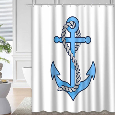 Rideau de douche à 12 crochets Blue Anchor
