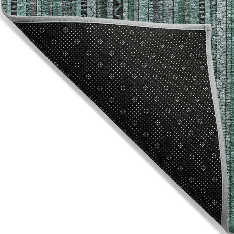 Tapis bleu sarcelle lavable à rayures 9 pi x 12 pi bleu sarcelle