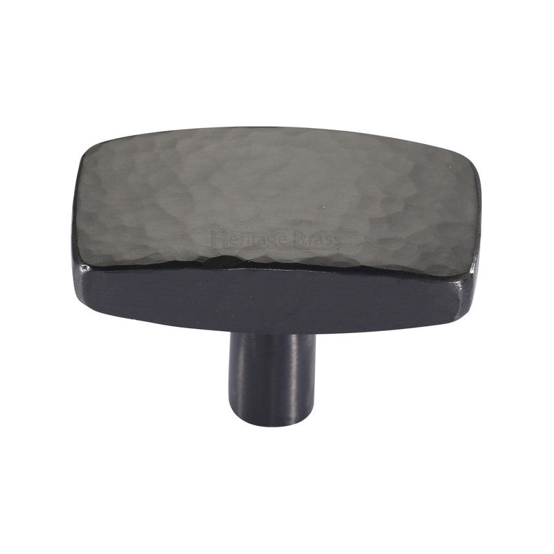 Heritage Brass Cabinet Knob Rectangular Hammered Design, 2.8cm H x 2.5cm W x 4.7cm D