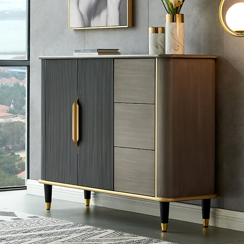 Armoire d'appoint multifonctionnelle de style rétro, Gris, H 35,4 po x l 47,2 po x P 15,7 po