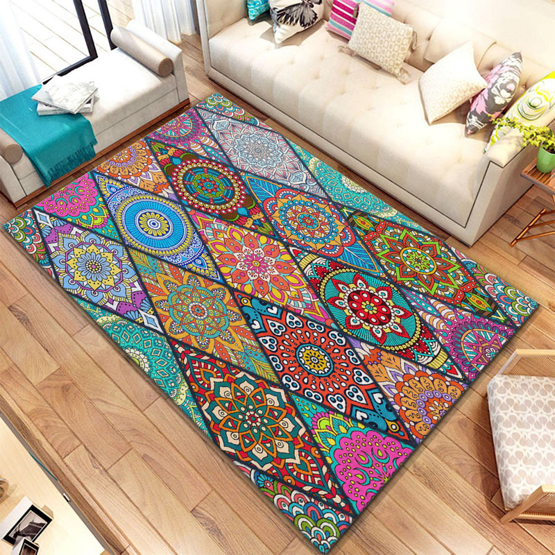 Non-Slip Area Rug, 100% Polyester, 47.2 x 70.9 inches | Raschel Knitting, Pile Height: 0.4 inches | Woven Carpet with Felt Dot Underside, Machine Washable | Stylish Digital Print Design for Home Decor