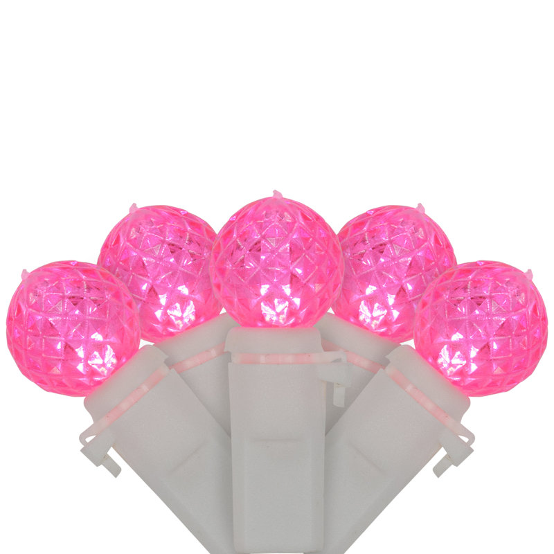 LED G12 Berry Christmas Lights - 16' White Wire - 50 Ct, Pink