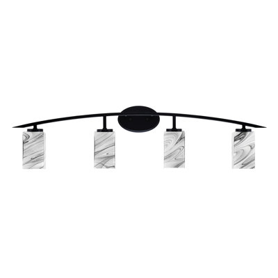 Kurve 4 Light Bath Bar With 3.5" Square Onyx Swirl Glass