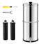 1.5G Gravity-fed Water Filter Countertop System Stainless Steel 2 Filters