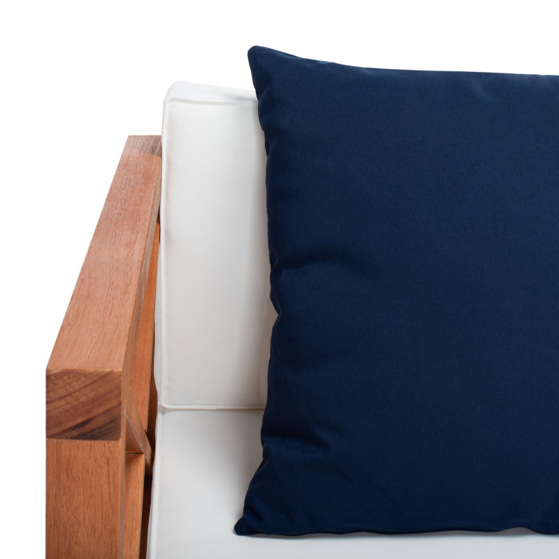 Ensemble de conversation 4 pièces Mondovi, Structure en bois naturel / coussin beige, Marine