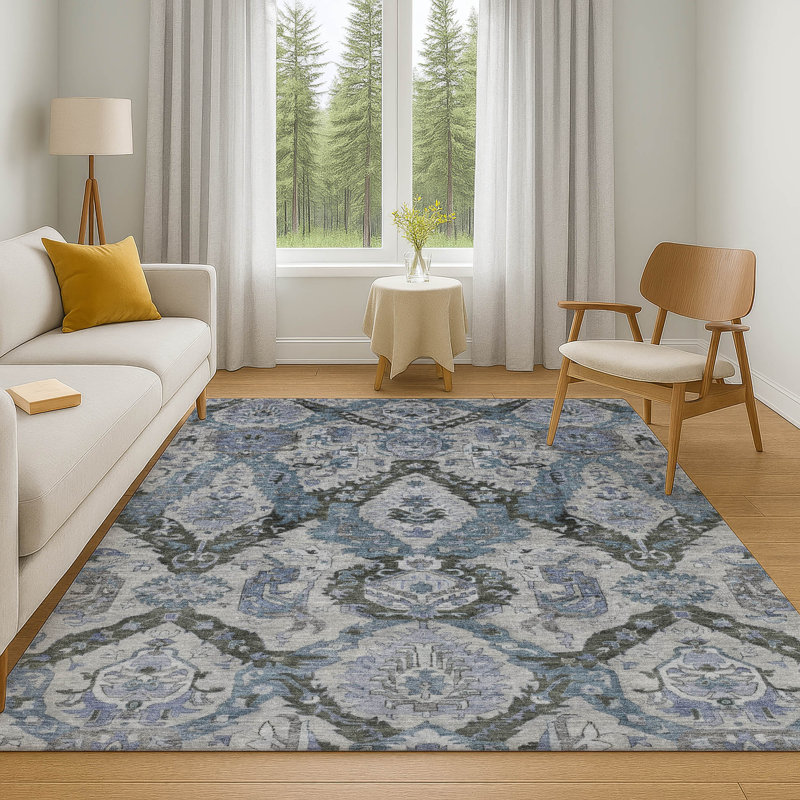 Premium Machine Washable Mayfield Panels Rug, Rectangle 3' x 5'