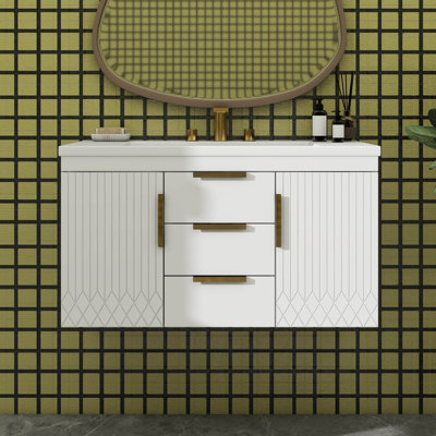 Meuble-lavabo mural 36 po avec lavabo 2 portes et 2 tiroirs avec ligne Decor