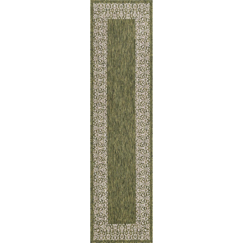 Tapis d'intérieur / extérieur vert Finbar, Tapis de couloir 2 pi x 8 pi