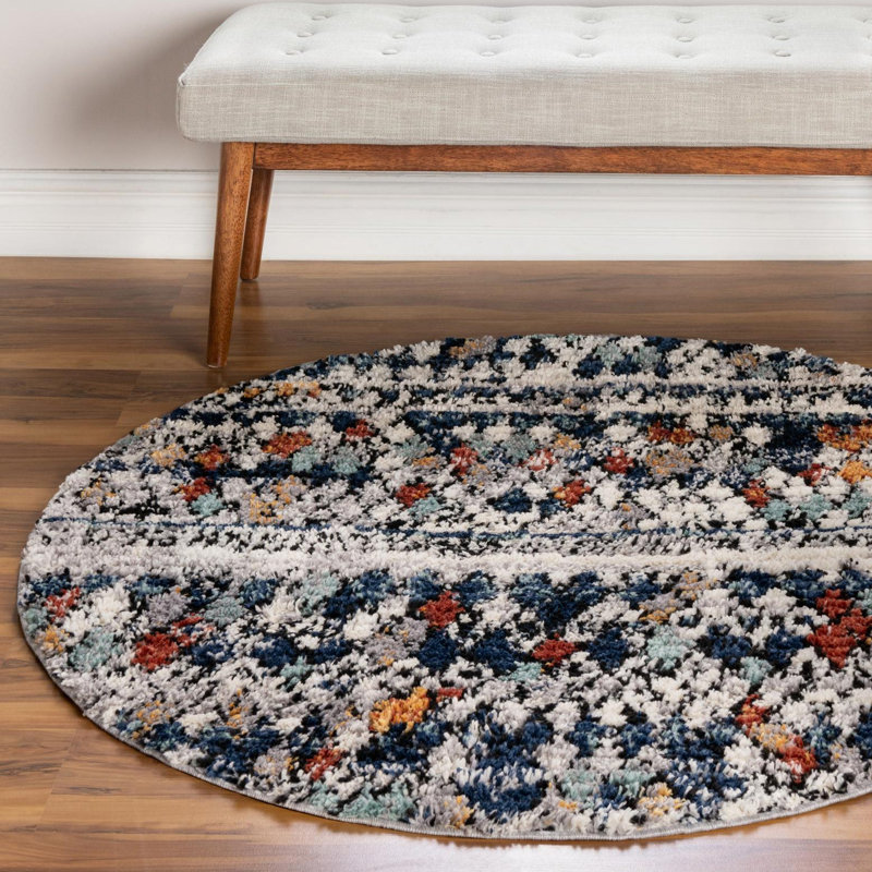 Tapis bleu marine / beige Allenvale, Rond 7 pi 10 po