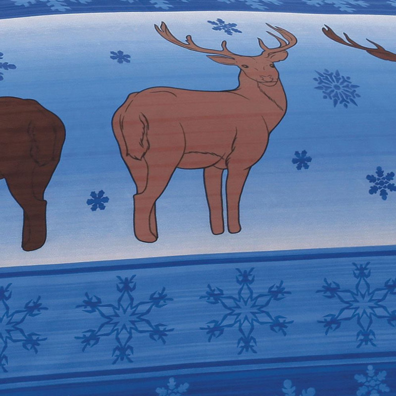 Christmas Fawn Reversible Duvet Cover Set, King, Blue