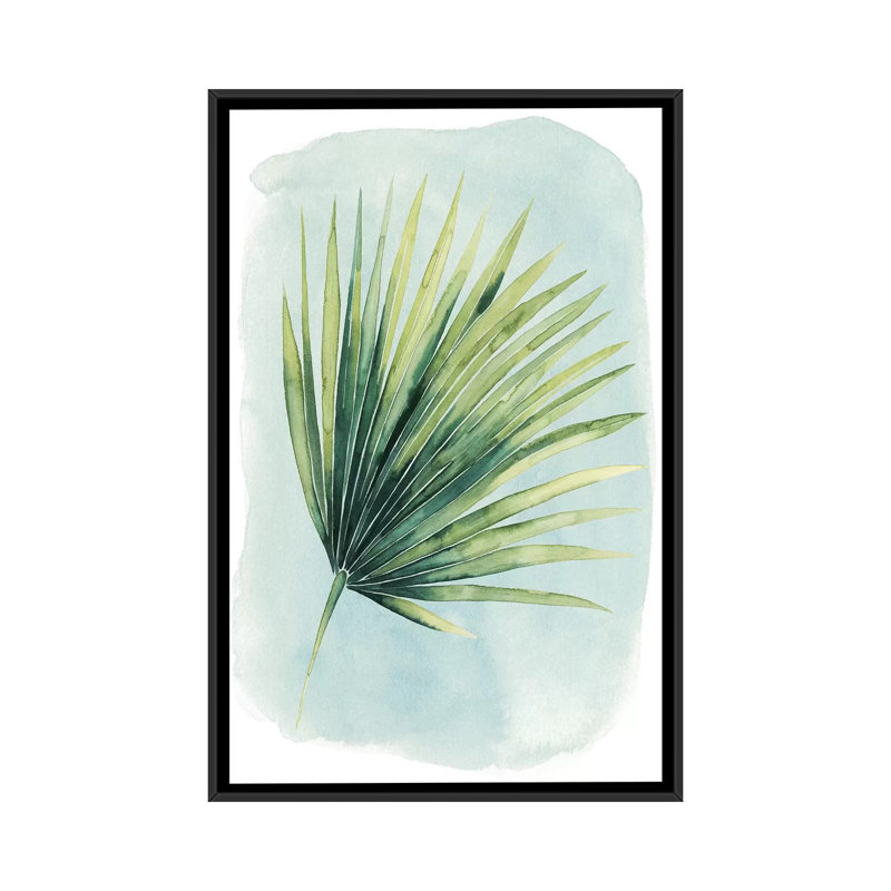 «Paradise Palm Leaves II», impression sur toile, H 26 po x l 18 po x P 1,5 po, Toile encadrée noire, Pas de tapis