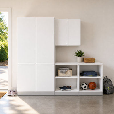 10 ft. Mudroom Drop Zone — 6-Piece, QuickAssemble 75 sec/box, White — Use for Mudroom or Pantry