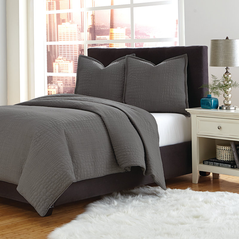 Trent 3-Piece Coverlet/Duvet Set - Gray, King
