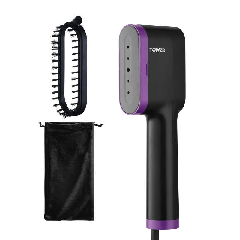 Tower Ceraglide Handheld Garment Steamer with Ceramic Soleplate, Brush Attachment