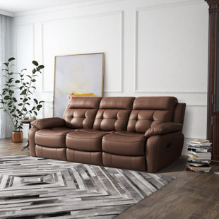Reclining Sofa(3/3) in Beige, 88 - 3 Cushion Sofa by Bassett Furniture