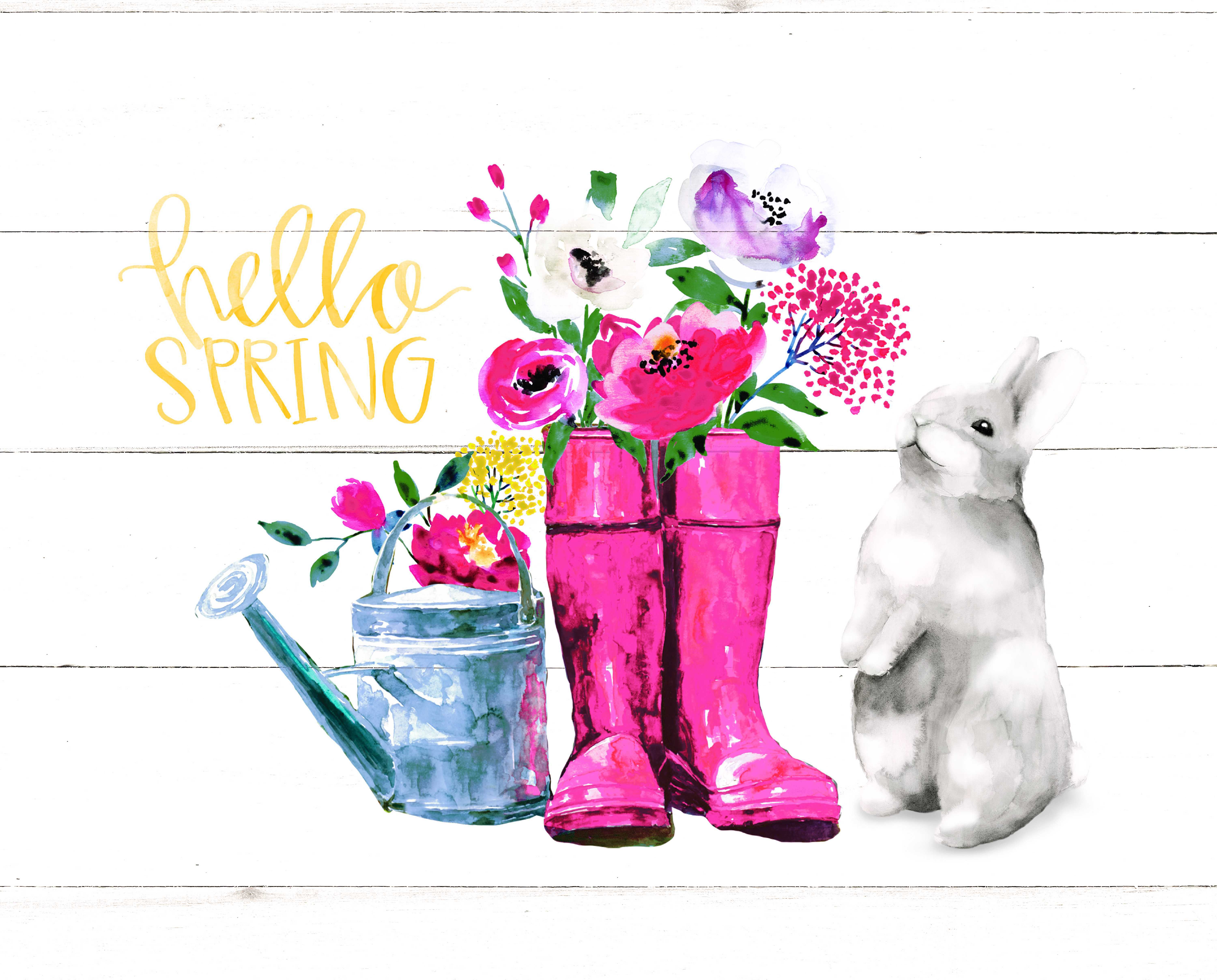 August Grove® Hello Spring - Wrapped Canvas Print | Wayfair