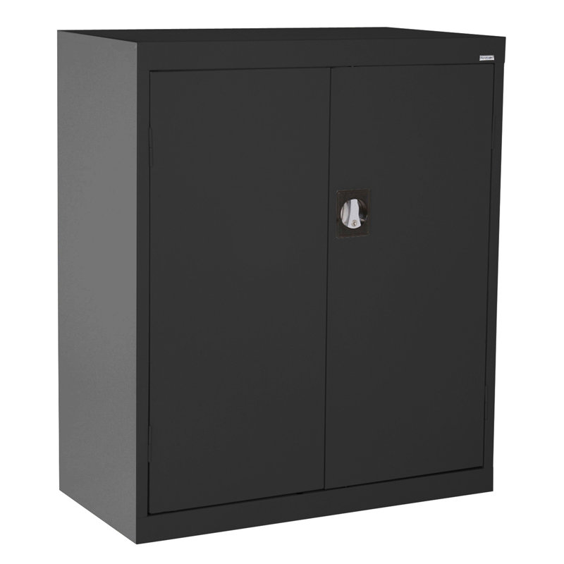 Black Steel Freestanding Lockable Cabinet with Adjustable Shelving