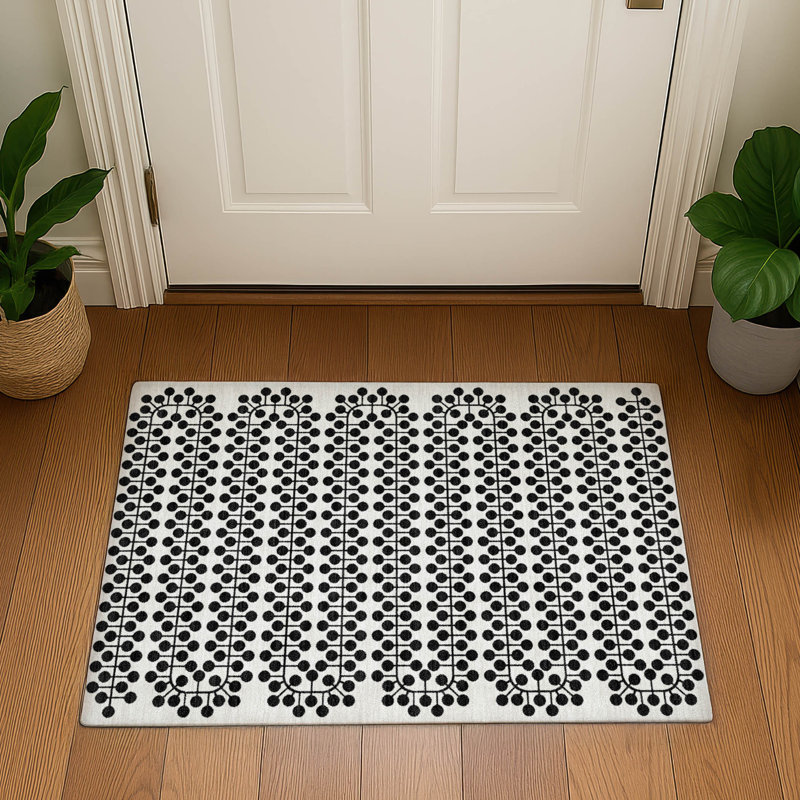 Premium Machine Washable Mayfield AMF2247 Geometric Rug, 1'8" x 2'6", Ivory