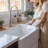 Turner Crisp White Fireclay 30" Single Bowl Farmhouse Apron Front Undermount Kitchen Sink