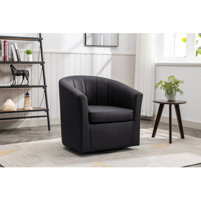 Faux Leather Swivel Barrel Chair