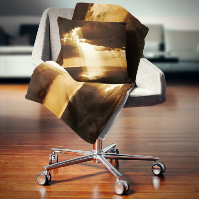 Dramatic Sunset with Sunrays - Landscape Printed Pillow