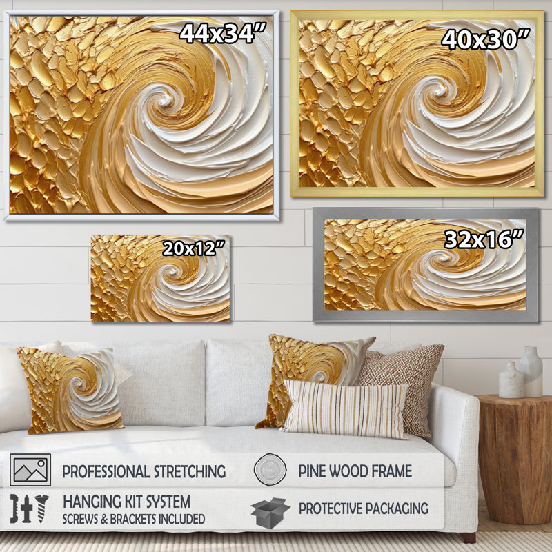 Art mural abstrait sur toile, spirale dorée, reproduction moderne - tourbillon éternel doré I, H 30 po x l 40 po x P 1,5 po