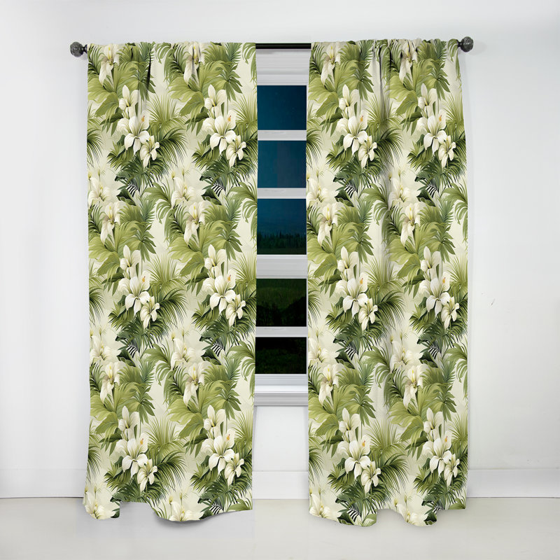Motif tropical Tranquil Oasis - rideau en velours tropical - obscurcissant - 1 panneau, L 52 po x L 90 po