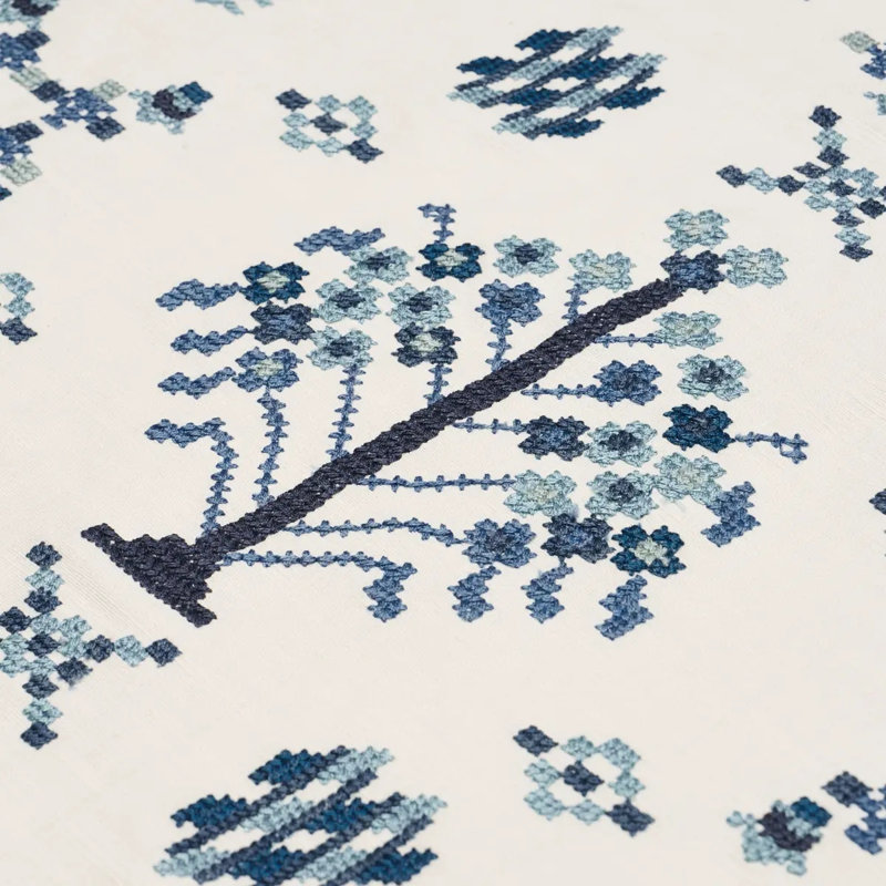 Fairview Cross Stitch Embroidery Fabric, White/Blue
